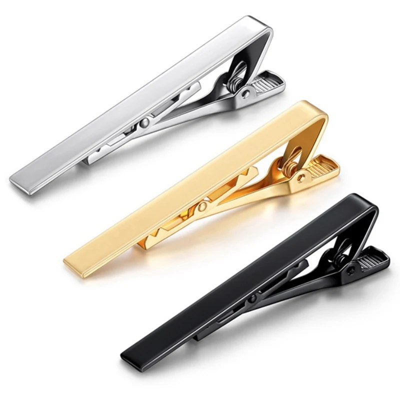 Tie Clip Fashion Style Ties for Men Metal Tone Simple Bar Clasp Practical Necktie Accessories Clasp Tie Pin for Mens Collar Clip