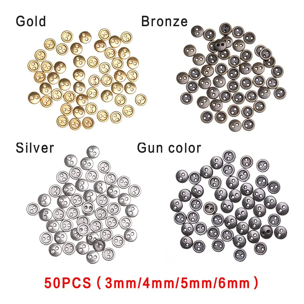 50 Pcs/lot Mini Metal Buttons 3mm/4mm/5mm Handmade Cute DIY doll clothes round buttons Miniature Doll Clothes Accessories