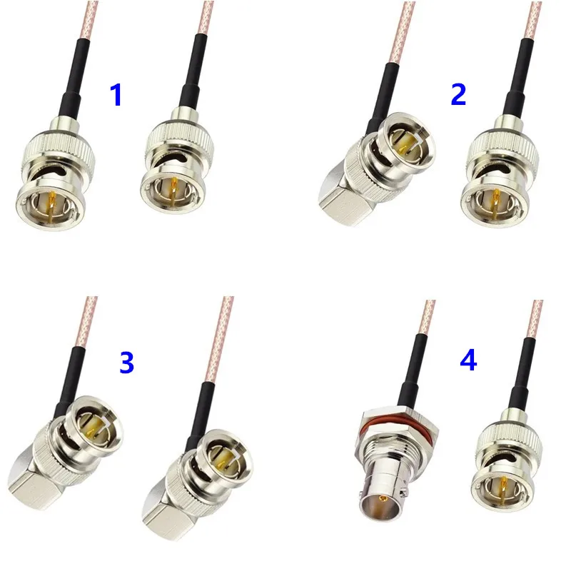 BNC Male Straight Right Angle To BNC Male Female 75 Ohm RG179 Pigtail Cable for HD-SDI 3G-SDI Vedio CCTV Camera Camcorder