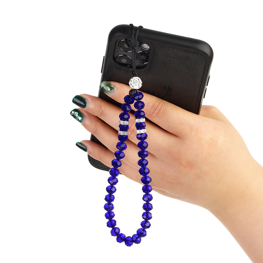 New Colorful Anti-Lost Phone Chain Artificial Crystal Phone Hang Rope Mobile Phone Strap Lanyard Cell Phone Case Hanging Cord