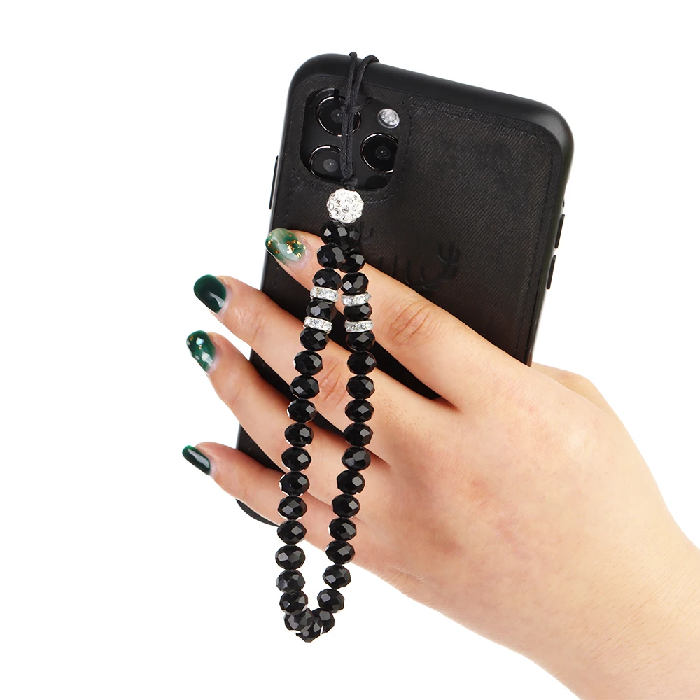 New Colorful Anti-Lost Phone Chain Artificial Crystal Phone Hang Rope Mobile Phone Strap Lanyard Cell Phone Case Hanging Cord