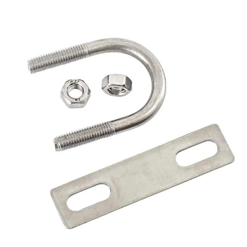 U Bolt M6 M8 304 Stainless Steel Fillet U-clip With Baffle Nut Combination U-shaped Buckle Bolt U-shaped Screw U Pipe Clamp