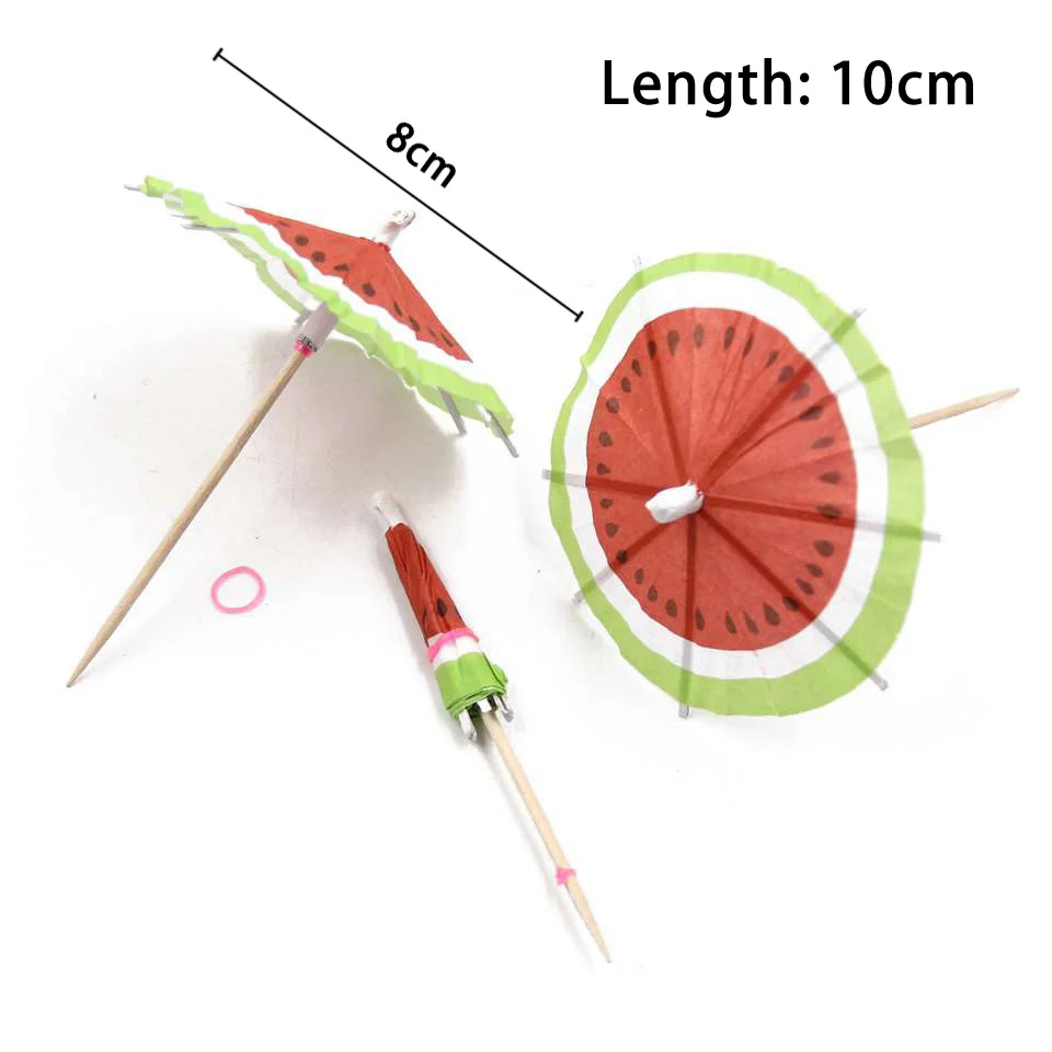 20/50PCS Coconut Tree Watermelon Paper Umbrella Cocktail Parasols Drink Fruit Picks Cake Topper Birthday Party DIY Home Supplies