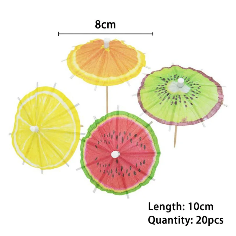 20/50PCS Coconut Tree Watermelon Paper Umbrella Cocktail Parasols Drink Fruit Picks Cake Topper Birthday Party DIY Home Supplies