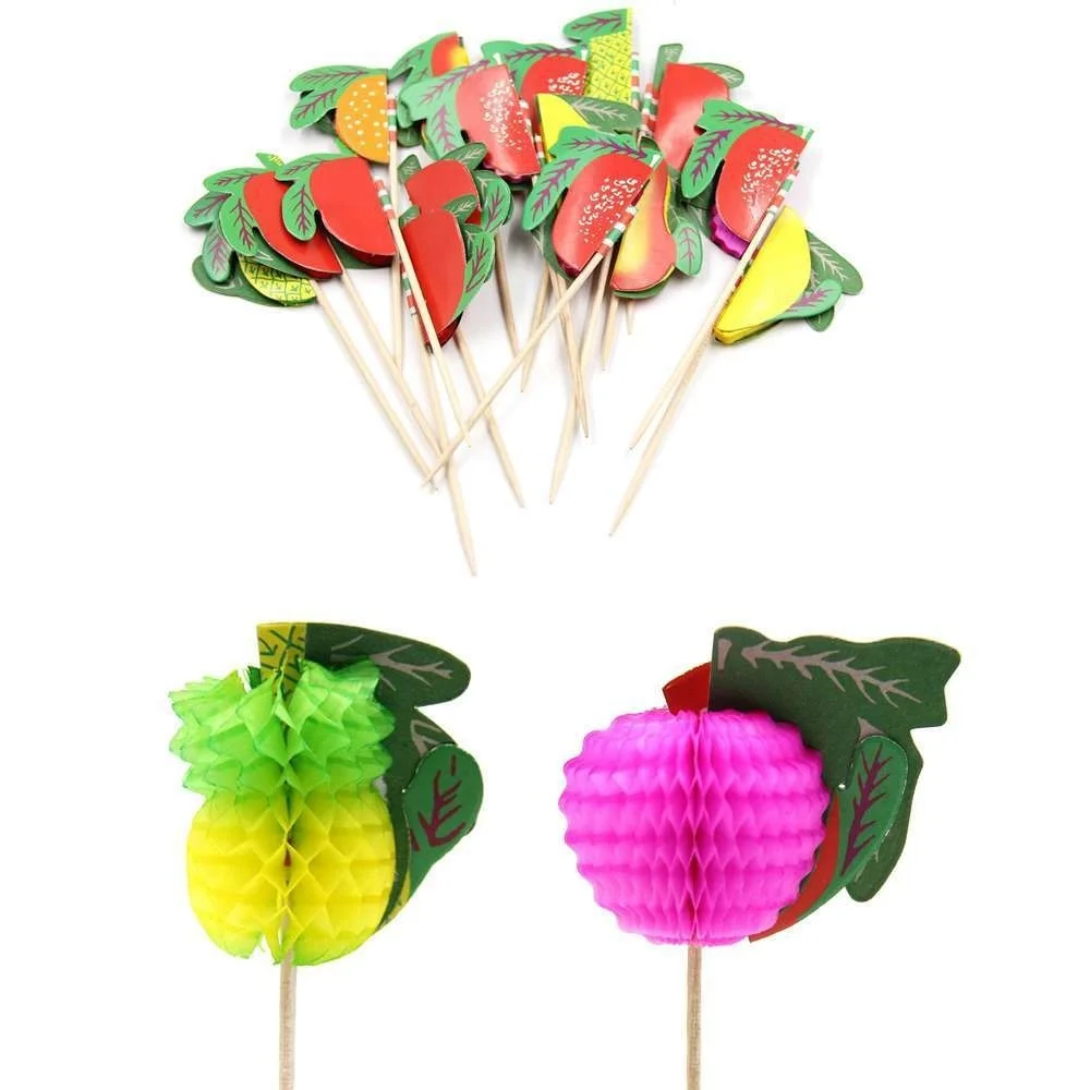 20/50PCS Coconut Tree Watermelon Paper Umbrella Cocktail Parasols Drink Fruit Picks Cake Topper Birthday Party DIY Home Supplies
