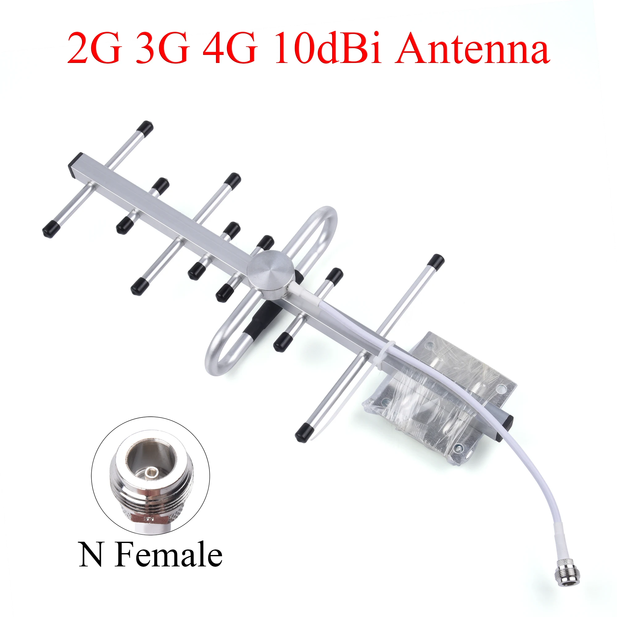Outdoor 2G/3G/4G LTE Yagi Antenna 10dBi 698-2700MHz N Female with RG58 Coaxial Cable for Wireless Devices