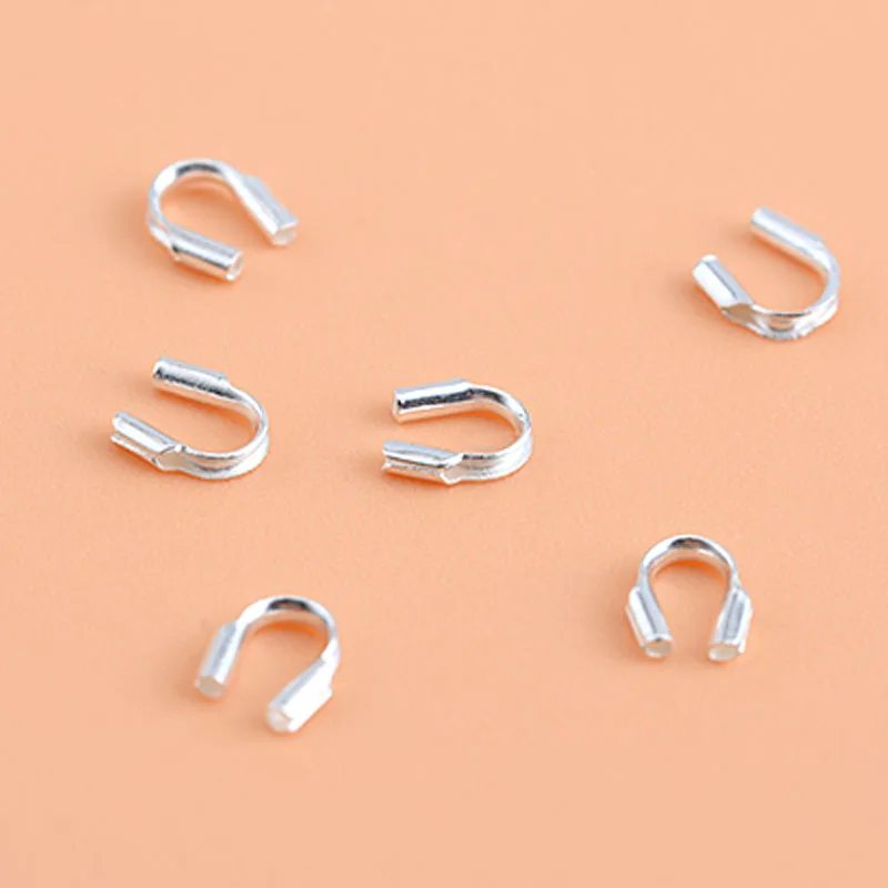 8pcs Real Pure Solid 925 Sterling Silver U Shape Clasps Connector Wire Protector Wire Guard End Buckle DIY Jewelry Making