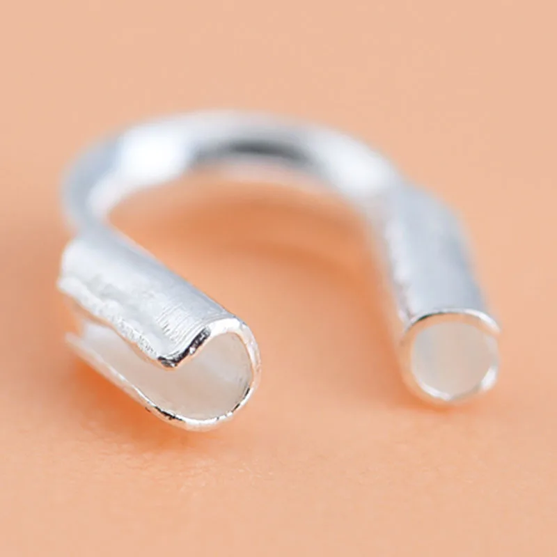 8pcs Real Pure Solid 925 Sterling Silver U Shape Clasps Connector Wire Protector Wire Guard End Buckle DIY Jewelry Making