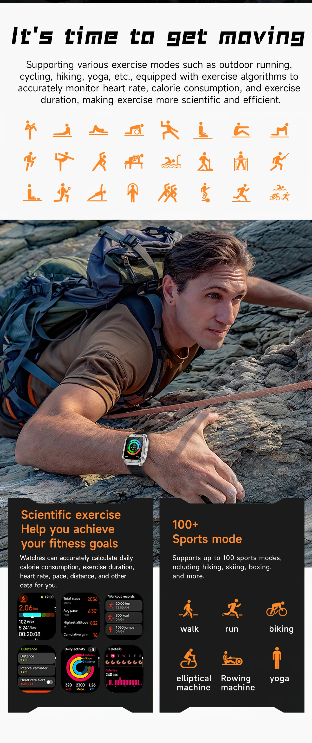 Smart Watch Men Women 1.83" AMOLED Screen 1000mAh Bluetooth Call Sports Fitness Bracelet IP68 Waterproof Smartwatch For Android