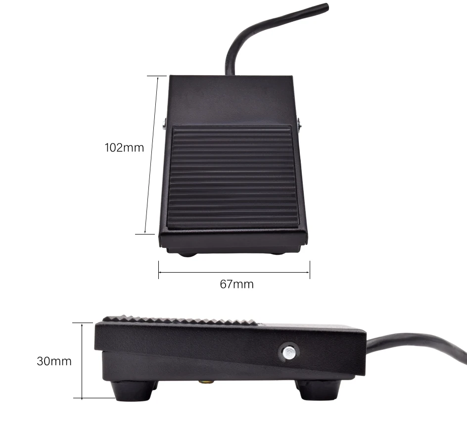 1pc TFS-1 Metal Non-slip Momentary Electric Power Foot Pedal Switch 220V AC 10A Waterproof SPDT Black On Off 1NO1NC Footswitch