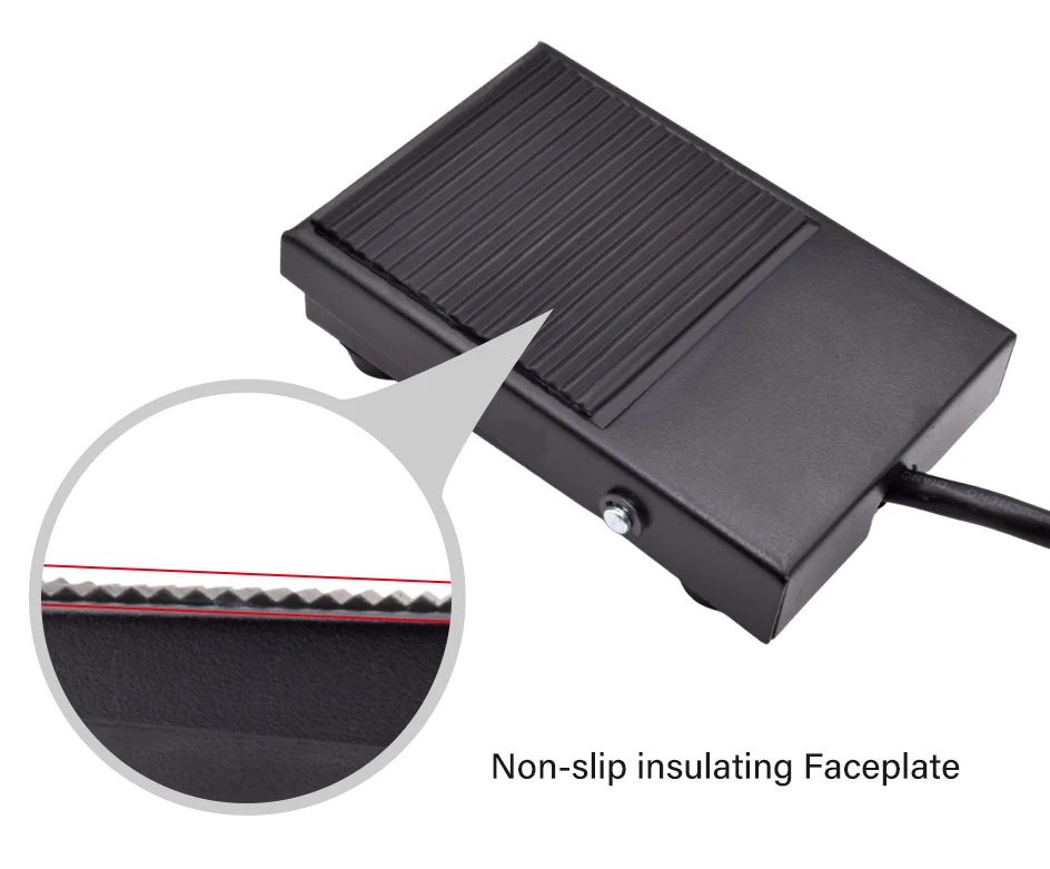 1pc TFS-1 Metal Non-slip Momentary Electric Power Foot Pedal Switch 220V AC 10A Waterproof SPDT Black On Off 1NO1NC Footswitch