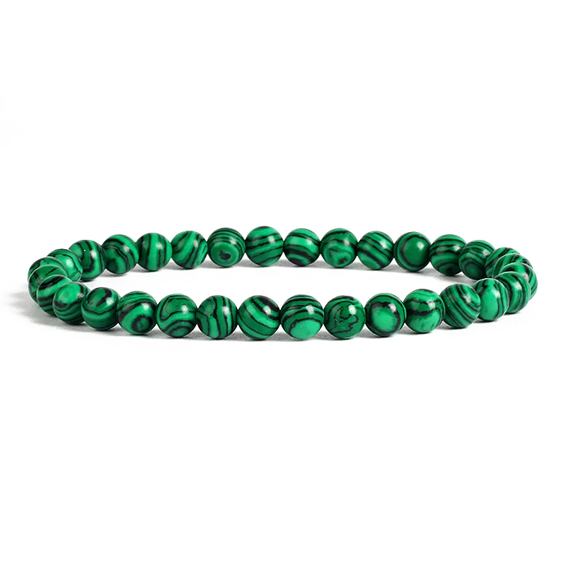Fashion Malachite Beads Bracelet 4/6/8/10mm Natural Stone Peacock Malachite Beaded Handmade Bracelet Bangles Jewelry Women Men