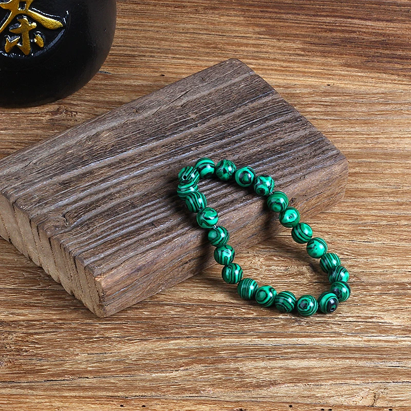 Fashion Malachite Beads Bracelet 4/6/8/10mm Natural Stone Peacock Malachite Beaded Handmade Bracelet Bangles Jewelry Women Men