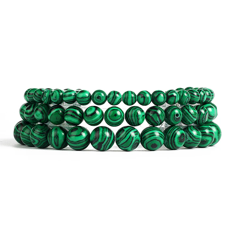 Fashion Malachite Beads Bracelet 4/6/8/10mm Natural Stone Peacock Malachite Beaded Handmade Bracelet Bangles Jewelry Women Men