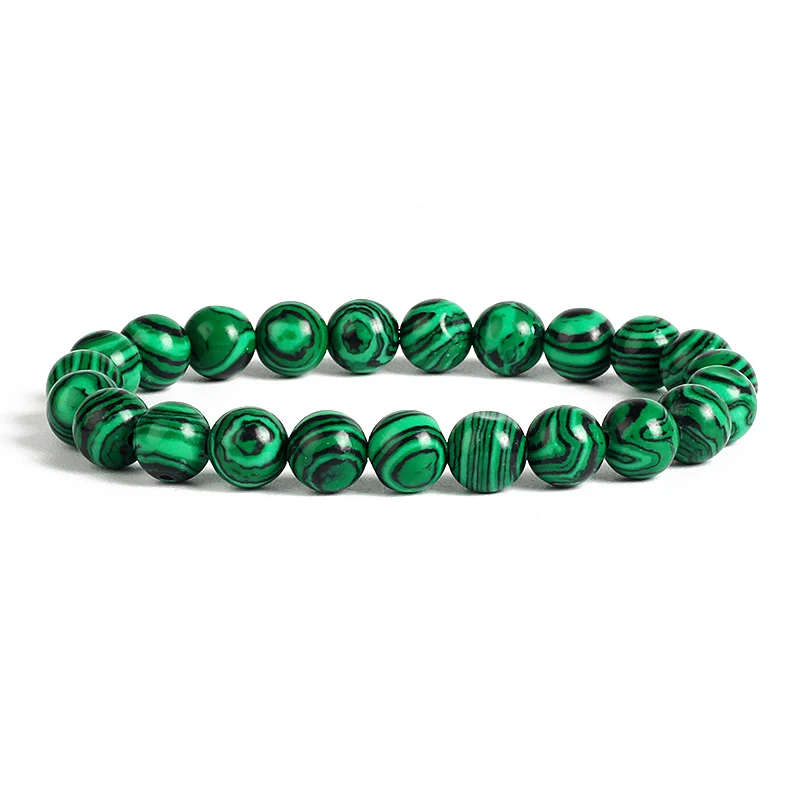 Fashion Malachite Beads Bracelet 4/6/8/10mm Natural Stone Peacock Malachite Beaded Handmade Bracelet Bangles Jewelry Women Men