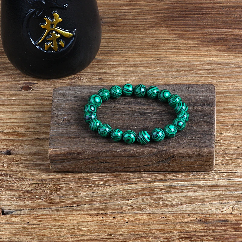 Fashion Malachite Beads Bracelet 4/6/8/10mm Natural Stone Peacock Malachite Beaded Handmade Bracelet Bangles Jewelry Women Men