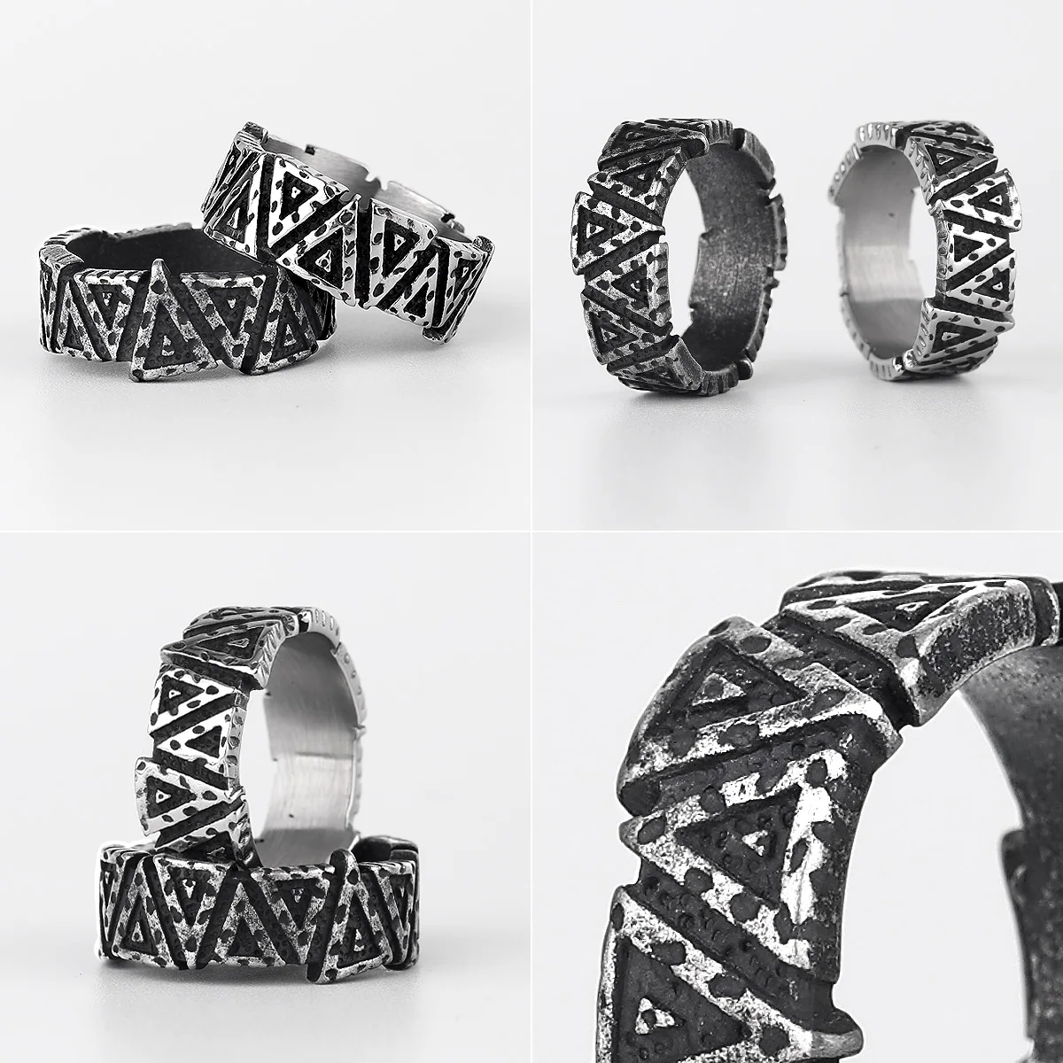 Simple Vintage Black Geometry Stainless Steel Mens Rings Trendy Charm for Male Boyfriend Biker Jewelry Creativity Gift Wholesale
