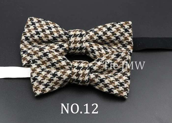 Brand New Wool Bowtie Woven Plaid Stripped Formal Bow Tie Brown Grey Butterfly Mens Wedding Party Dress Shirt Suit Accessories