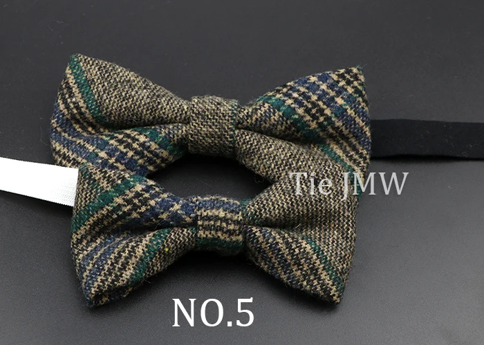 Brand New Wool Bowtie Woven Plaid Stripped Formal Bow Tie Brown Grey Butterfly Mens Wedding Party Dress Shirt Suit Accessories