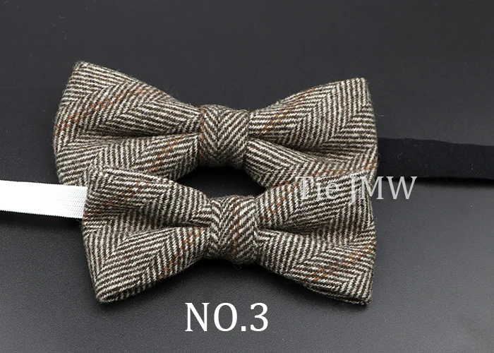 Brand New Wool Bowtie Woven Plaid Stripped Formal Bow Tie Brown Grey Butterfly Mens Wedding Party Dress Shirt Suit Accessories
