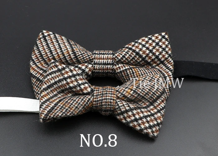 Brand New Wool Bowtie Woven Plaid Stripped Formal Bow Tie Brown Grey Butterfly Mens Wedding Party Dress Shirt Suit Accessories