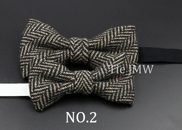 Brand New Wool Bowtie Woven Plaid Stripped Formal Bow Tie Brown Grey Butterfly Mens Wedding Party Dress Shirt Suit Accessories