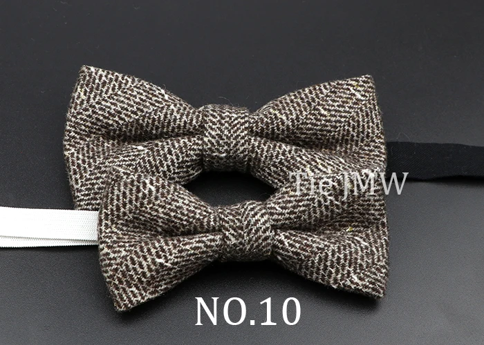 Brand New Wool Bowtie Woven Plaid Stripped Formal Bow Tie Brown Grey Butterfly Mens Wedding Party Dress Shirt Suit Accessories