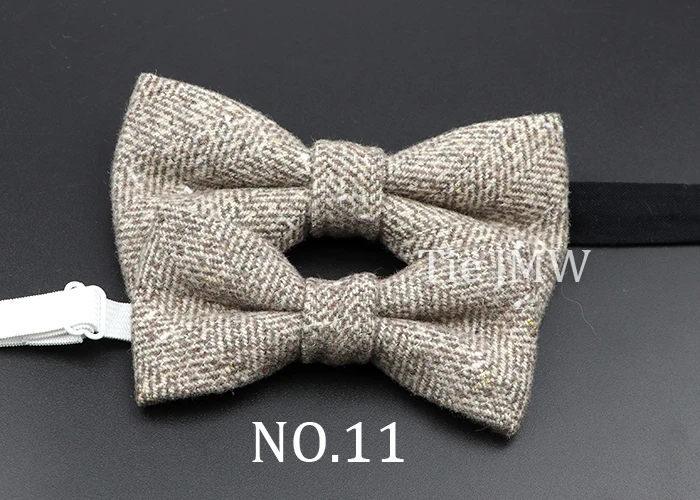 Brand New Wool Bowtie Woven Plaid Stripped Formal Bow Tie Brown Grey Butterfly Mens Wedding Party Dress Shirt Suit Accessories