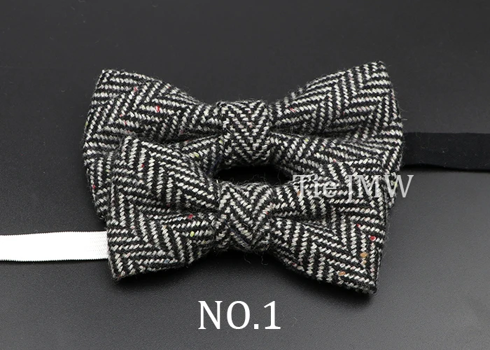 Brand New Wool Bowtie Woven Plaid Stripped Formal Bow Tie Brown Grey Butterfly Mens Wedding Party Dress Shirt Suit Accessories