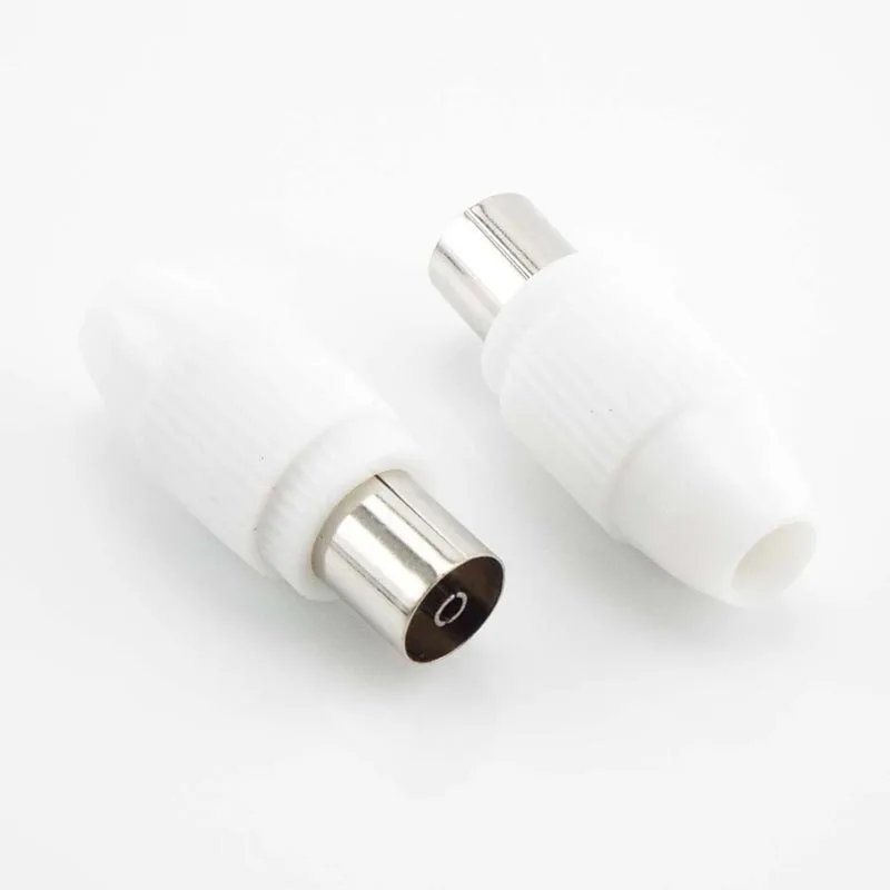 75-5 Free Welding RF Television Male Female Plug 9.5 TV RF Terminal Antenna Connector White Colour 9.5 Video Plug Adapter