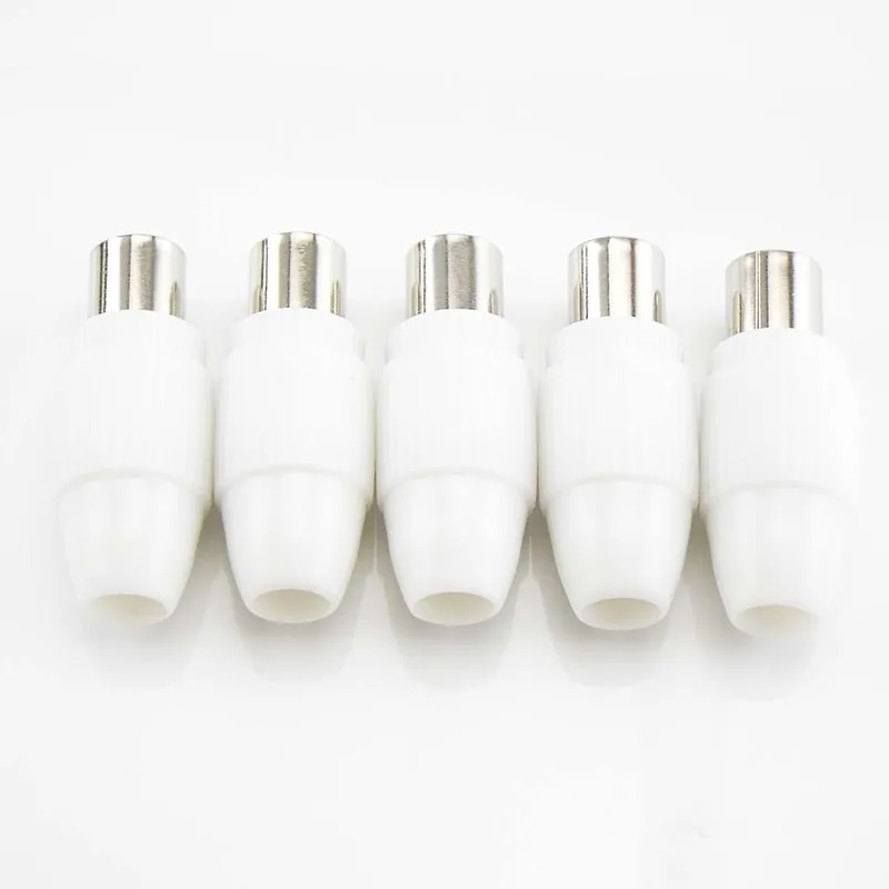 75-5 Free Welding RF Television Male Female Plug 9.5 TV RF Terminal Antenna Connector White Colour 9.5 Video Plug Adapter