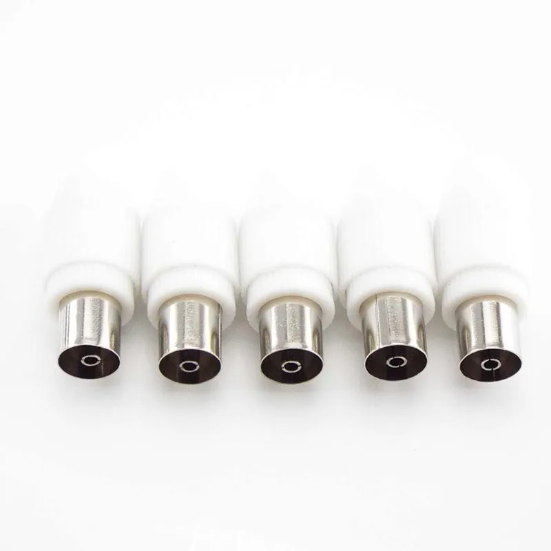 75-5 Free Welding RF Television Male Female Plug 9.5 TV RF Terminal Antenna Connector White Colour 9.5 Video Plug Adapter