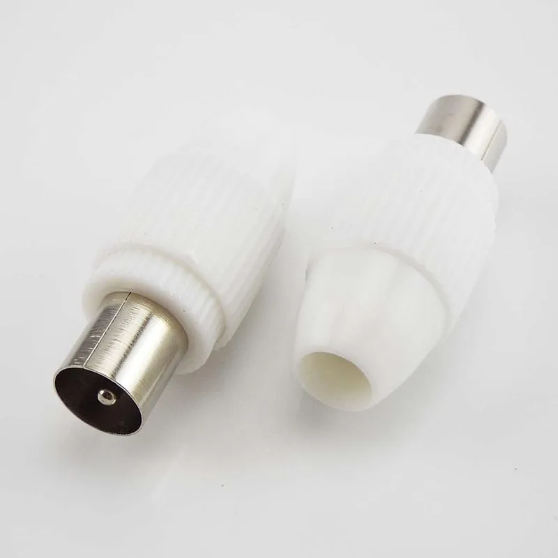 75-5 Free Welding RF Television Male Female Plug 9.5 TV RF Terminal Antenna Connector White Colour 9.5 Video Plug Adapter