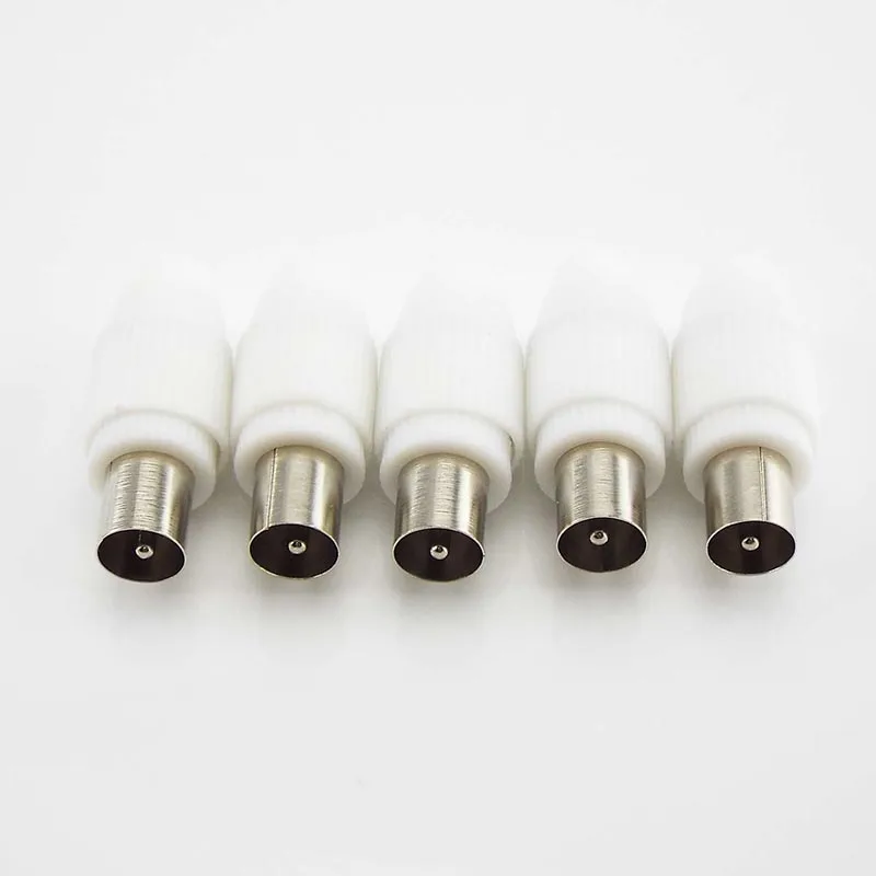 75-5 Free Welding RF Television Male Female Plug 9.5 TV RF Terminal Antenna Connector White Colour 9.5 Video Plug Adapter
