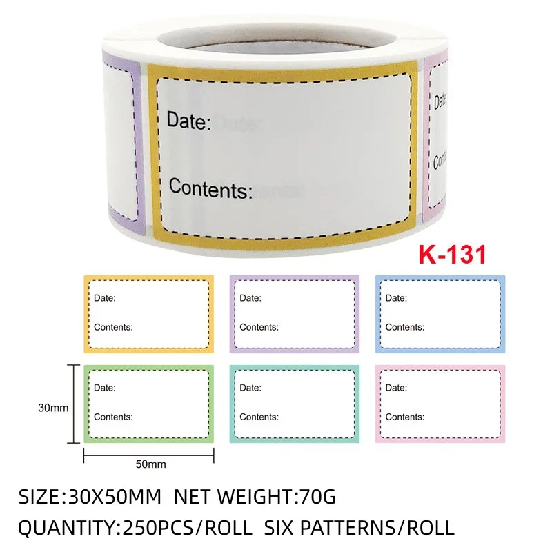 Kitchen Date Roll Paper Label Waterproof Food Storage Stickers Removable Storage Sticker Freezer Labels