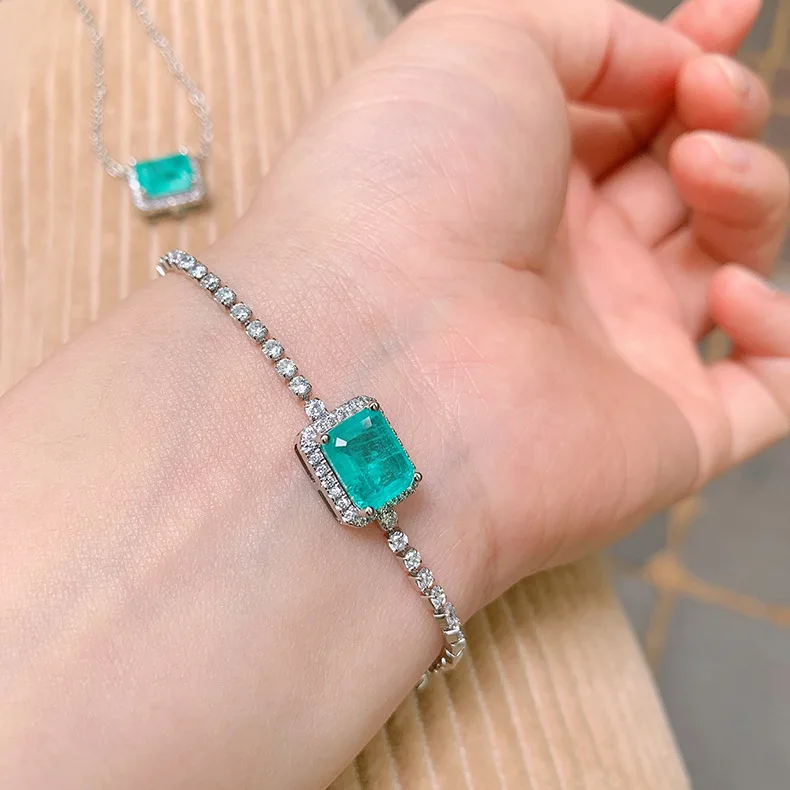 Women Jewelry Vintage 7*9mm High Quality Yellow Pink Blue Crystal Bracelet Necklace Party Fine Gift