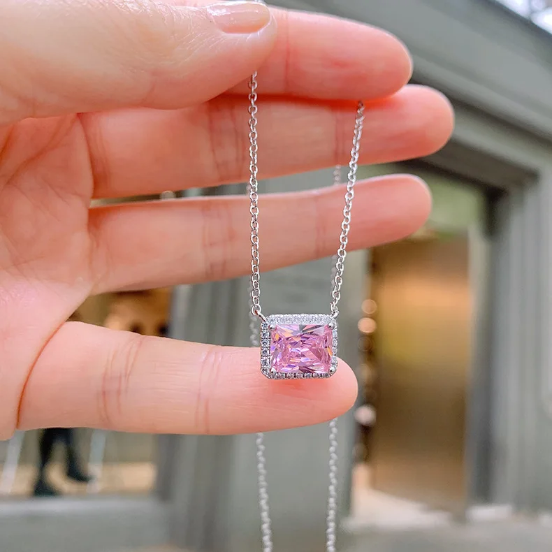 Women Jewelry Vintage 7*9mm High Quality Yellow Pink Blue Crystal Bracelet Necklace Party Fine Gift