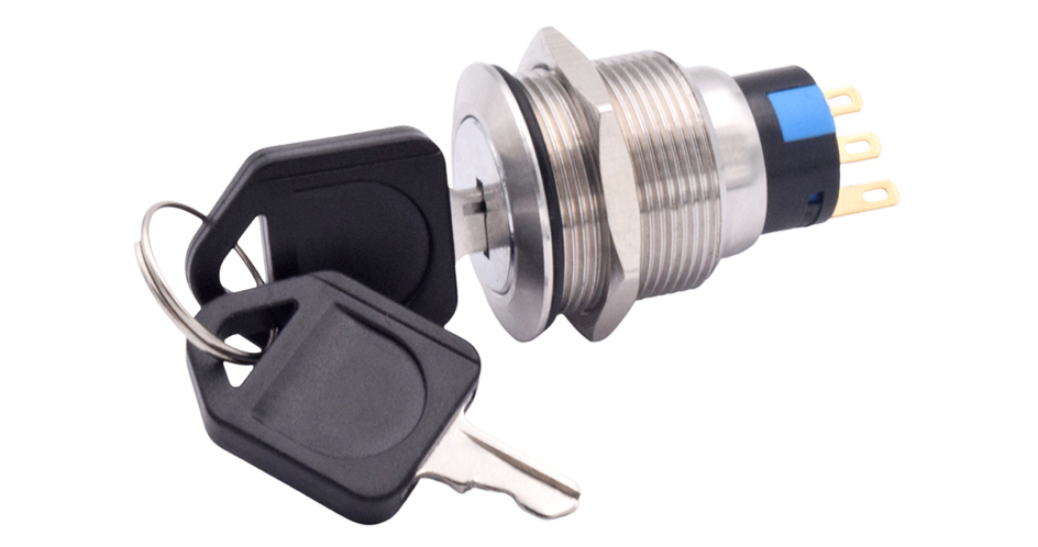 16mm 19mm 22mm Waterproof Metal Rotary Key Selector Switch 2 3 Position Stainless Steel Push Button Lock Switch Latching 1NO1NC