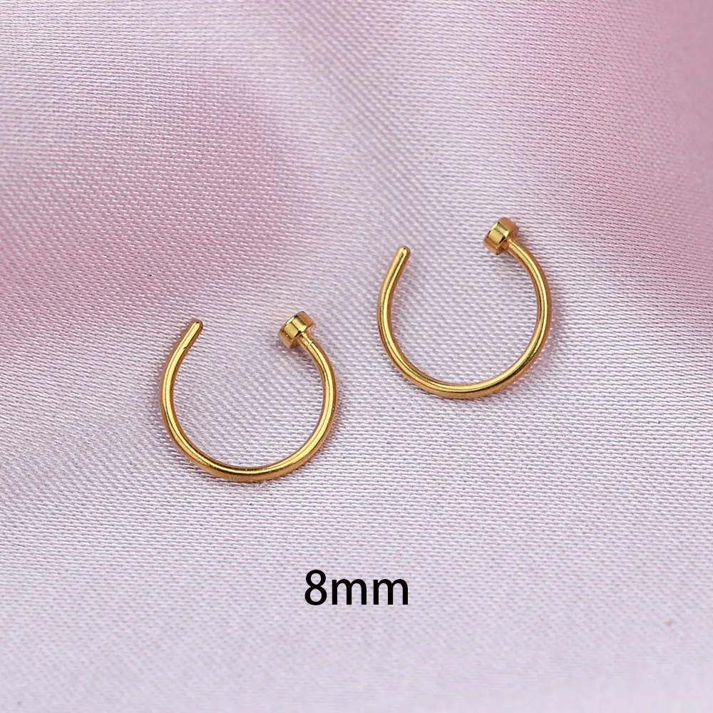 2PCS Stainless Steel Women Clip Earring Lips Rings Nose Ring Septum Falso Clip On Mouth Ring Fake Piercing Body Clip Hoop