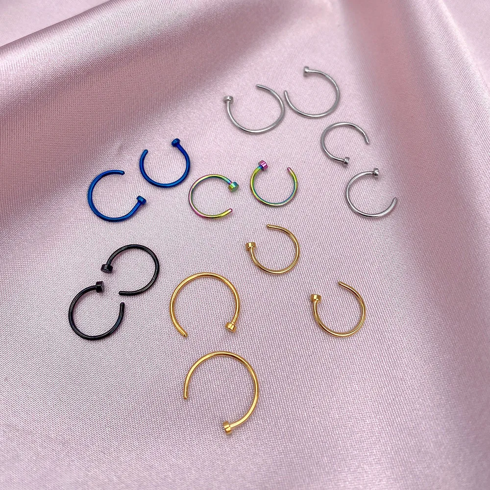 2PCS Stainless Steel Women Clip Earring Lips Rings Nose Ring Septum Falso Clip On Mouth Ring Fake Piercing Body Clip Hoop