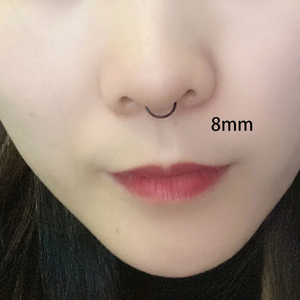 2PCS Stainless Steel Women Clip Earring Lips Rings Nose Ring Septum Falso Clip On Mouth Ring Fake Piercing Body Clip Hoop
