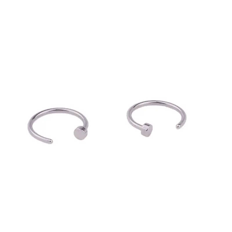 2PCS Stainless Steel Women Clip Earring Lips Rings Nose Ring Septum Falso Clip On Mouth Ring Fake Piercing Body Clip Hoop
