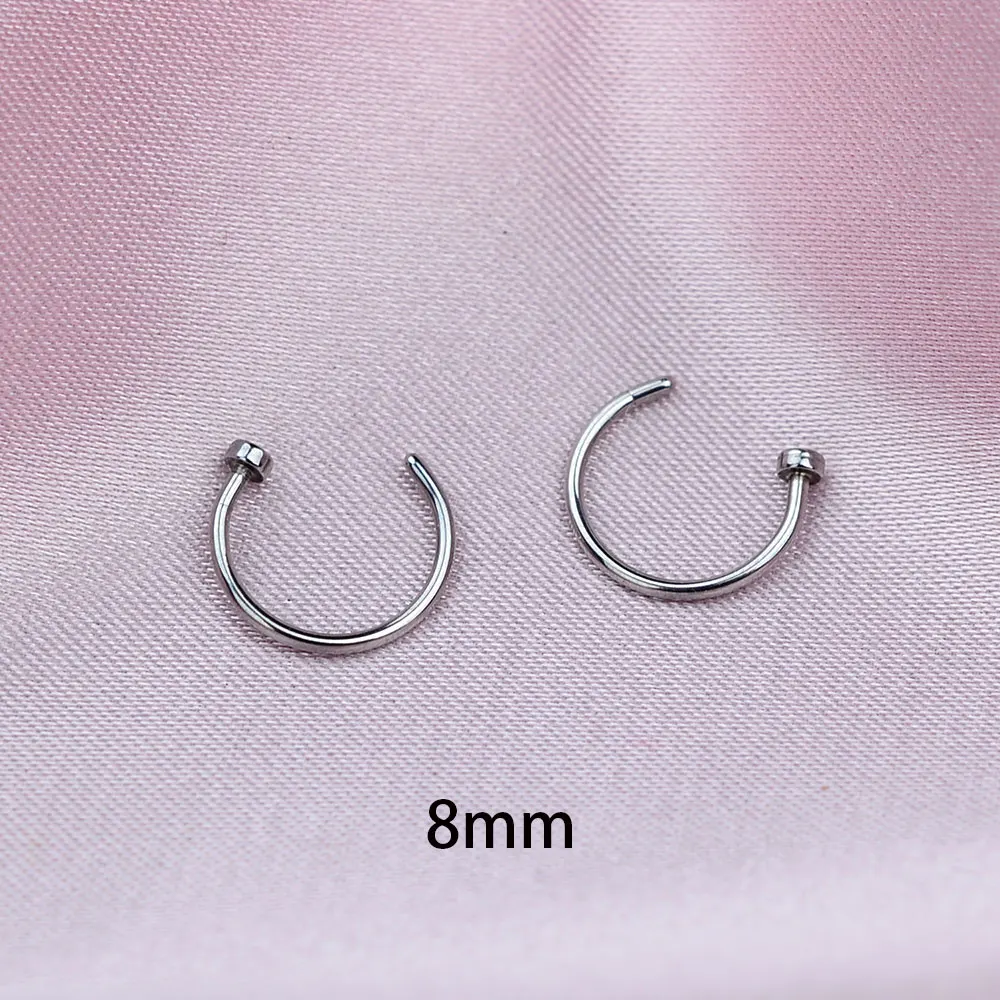2PCS Stainless Steel Women Clip Earring Lips Rings Nose Ring Septum Falso Clip On Mouth Ring Fake Piercing Body Clip Hoop