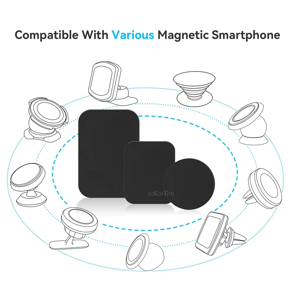 Car Magnet for Phone Holder Desk Metal Phone Magnetic Sticker Mobile Stand Mobile Phone Plate Holder Universal Car Mount Support