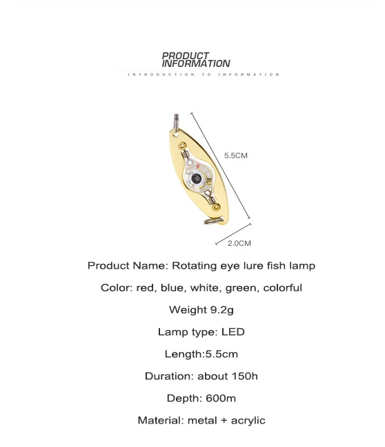 LED Fishing Lure Light Deep Drop Fishing Spoons Underwater Eye Shape Fishing Lure Light Tackle Fishing Equipment Accessories