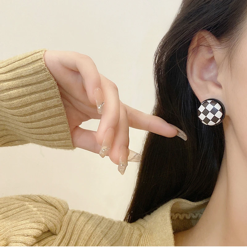 25 Styles New Acetat Black White Stripe Round Drop Earrings For Women Double Layers Triangle Square Leaf Heart Ear Jewelry
