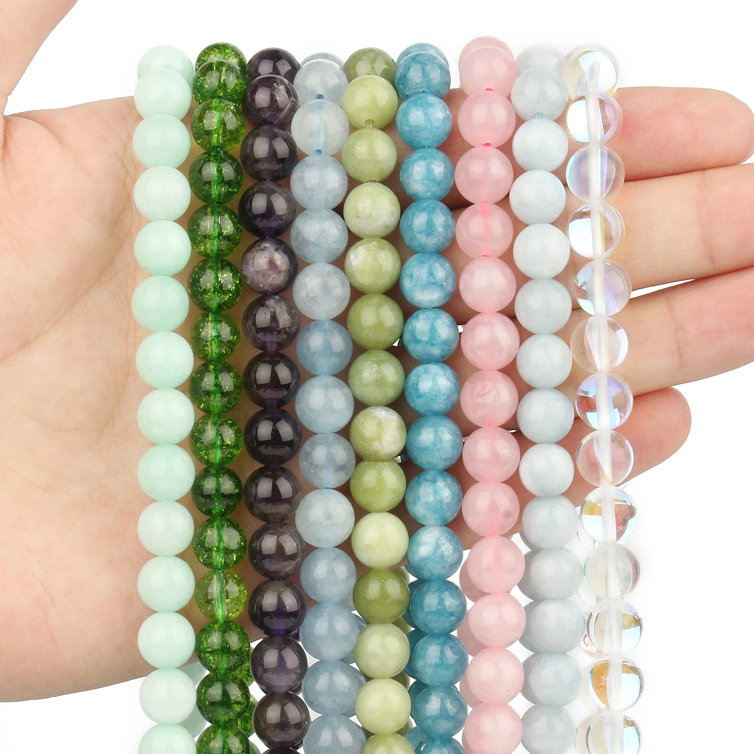 4-10mm Lapis Lazuli Tourmaline Aquamarine Tiger Eye Natural Stone Round Loose Beads For Jewelry Making Diy Bracelet 15inches