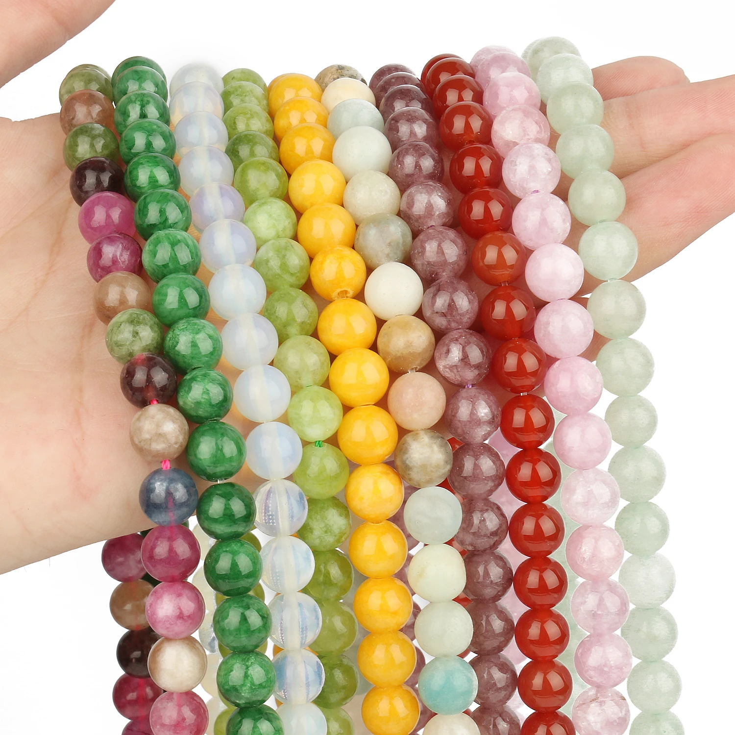 4-10mm Lapis Lazuli Tourmaline Aquamarine Tiger Eye Natural Stone Round Loose Beads For Jewelry Making Diy Bracelet 15inches