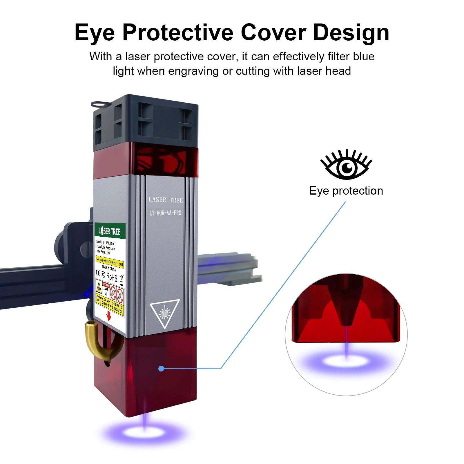 LASER TREE 10W High Power Laser Module with Air Assist Metal Nozzle TTL Laser Head for CNC Engraving Cutting Machine DIY Tools