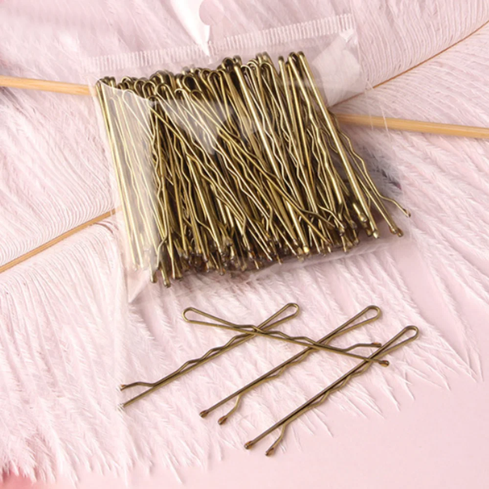 50pcs Hair Waved U-shaped Bobby Pin Barrette Salon Grip Clip Hairpins Black Metal Hair Accessories For Bun Gifts